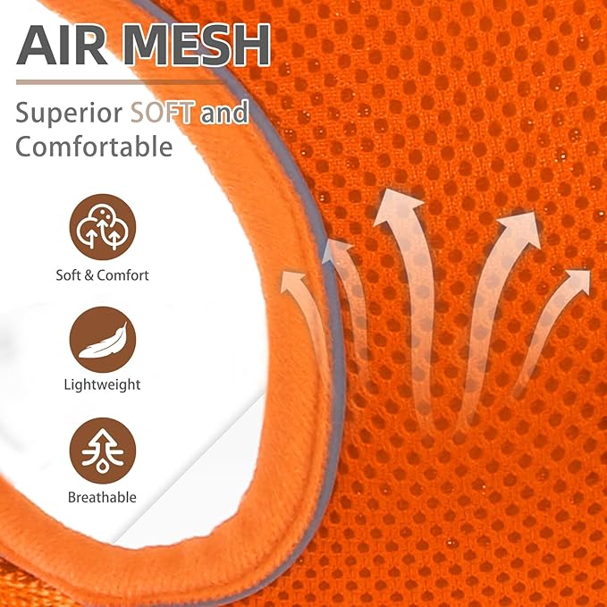 PUPTECK Dog Harness and Leash Set for Small Medium Dogs No Pull, Soft Mesh Adjustable Puppy Cat Harness Reflective at Night, Orange XS