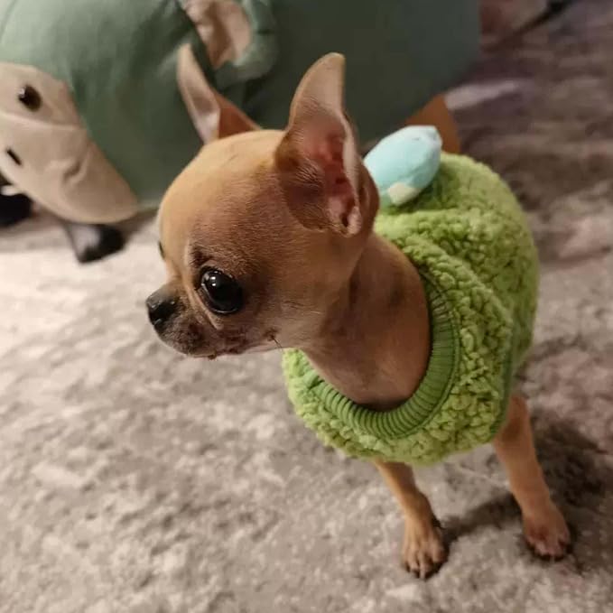 FLAdorepet 3 Packs Teacup Dog Cat XXS Clothes for Chihuahua Yorkie,Winter Warm Fleece Puppy Pet Clothes Sweater Shirt Vest for Mini Newborn Extra Small Dogs (Cute Dnosaur, XXS(Pet 1-2LBS))