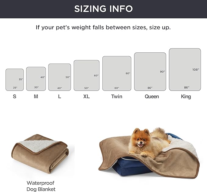 Bedsure Waterproof Dog Blankets for Small Dogs - Small Cat Blanket Washable for Couch Protection, Sherpa Fleece Puppy Blanket, Soft Plush Reversible Throw Furniture Protector, 25"X35", Camel