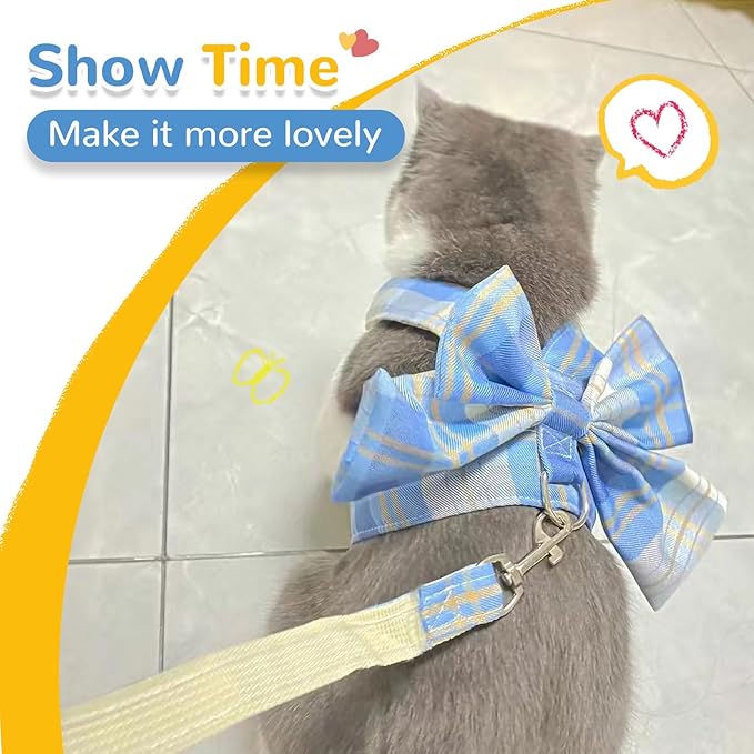 Dog Harness for Small Dogs with Bow Small Harness for Girl Dogs with D-Ring Soft Mesh Adjustable Harness Set Puppy Pet Harness and Leash