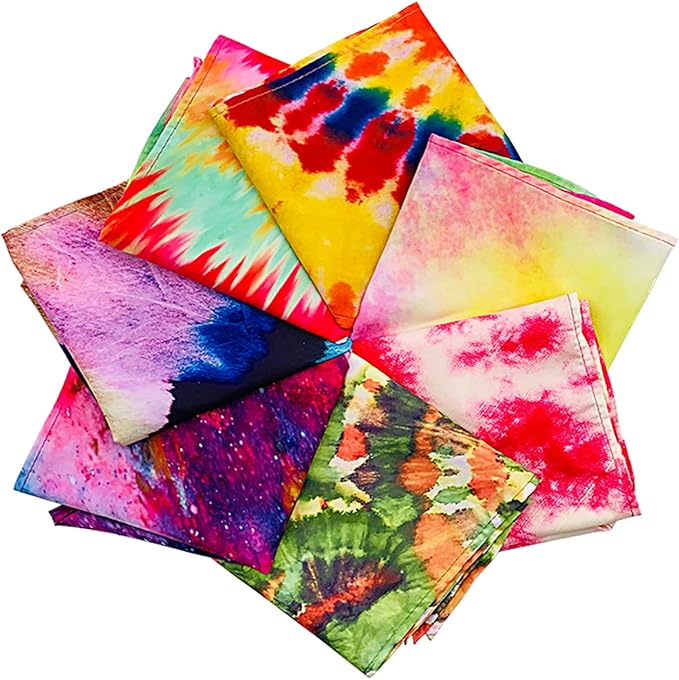 100PCS Dog Bandanas Tie Dye Bulk for Small Medium Breed Dog Big Kerchief Washable Triangle Bibs Head Scarves Scarfs for Boys and Girls Grooming Accessories Costume