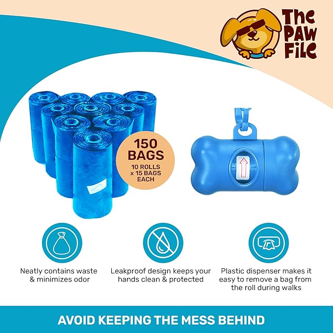 Dog Harness and Leash Set - No Pull Vest & Reflective Leash with Foam Handle, Adjustable Oxford Halter, for Walking & Training - Includes 150 Poop Bags & Bone-Shaped Dispenser - Blue, S