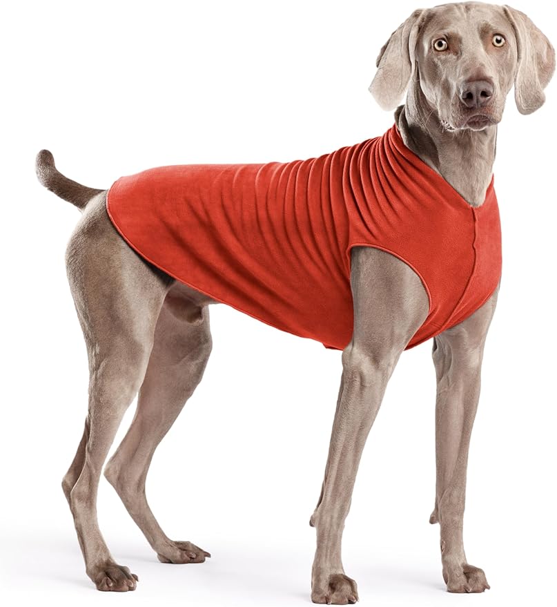 Stretch Fleece Dog Coat, Stretchy Pet Sweater, Machine Washable Pullover for Winter and Fall, Paprika, 22
