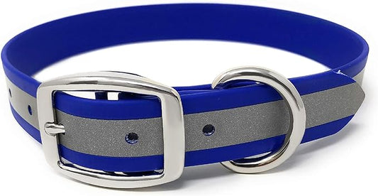 Regal Dog Products Small Blue Heavy Duty Reflective Dog Collar with Durable Metal Buckle and D Ring Adjustable, Chew Proof & Waterproof Strong Small Dog Collar | Other Sizes for Medium & Large Dogs