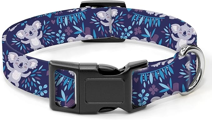 Dog Collar, Cute Dog Collar for Small Medium Large Dogs, Personalized Adjustable Soft Pet Collars with Quick Release Buckle for Walking Running, Cute Blue Koala