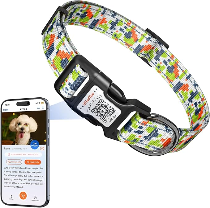 Reflective Dog Collars for Medium Dogs Soft Nylon Camo Green Sized M