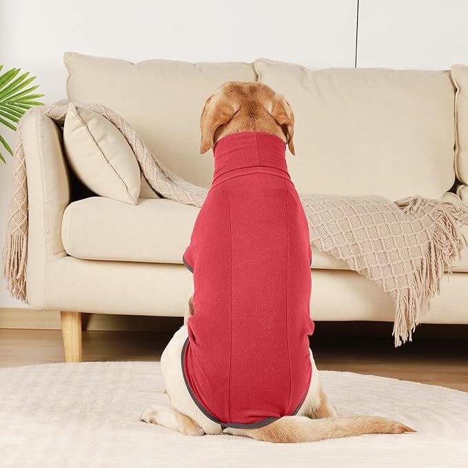 ROZKITCH Dog Winter Coat Soft Pullover Pajamas, Pet Windproof Warm Cold Weather Jacket Vest Cozy Onesie Jumpsuit Apparel Outfit Clothes for Small Medium Large Dogs Walking Sleep BrightRed 2XL
