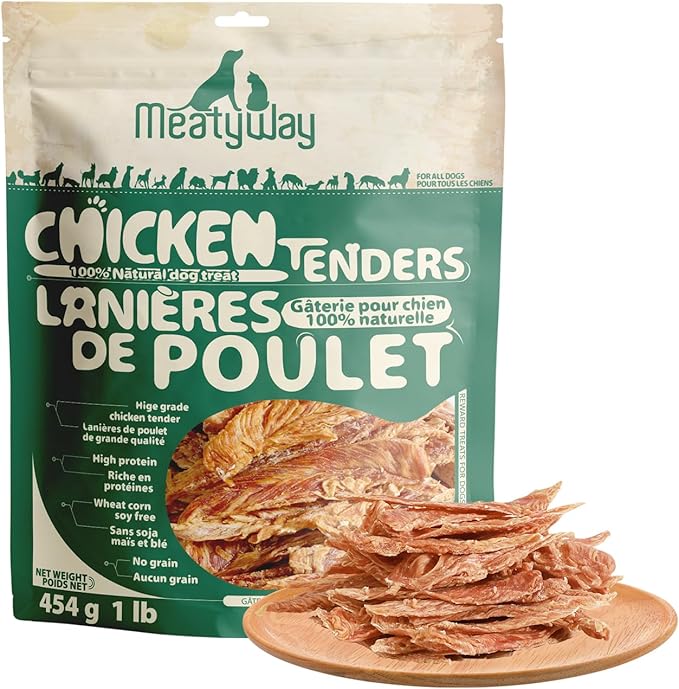 Chicken Jerky Tender Dog Treats, High Protein, Low Fat, 100% Natural Chicken & Grain Free Dog Snacks, Easy to Digest Training Treats, 454g/16 oz. Bag