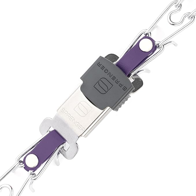 Herm Sprenger Chrome Plated Steel Dog Collar with Quick Release ClicLock Buckle and Biothane Insert Training Collar for Dogs Made in Germany (Violet Purple, 16in x 2.25mm(Neck Size up to 13-14in))