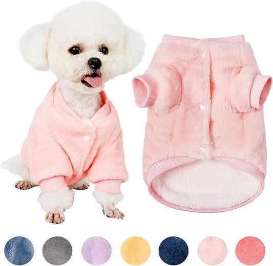 FabriCastle Small Dog Sweater, Dog Clothes for Small Dogs Girl & Cats, Ultra Soft and Warm Pet Coat, Winter Pet Jacket, Doggy Apparel Costumes, Fleece Female Puppy Outfits Snap On (Pink, Large)