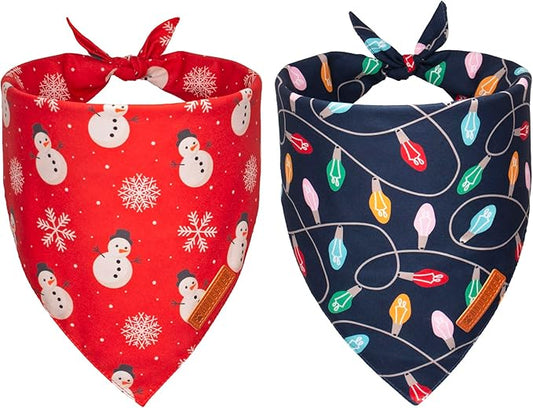 ADOGGYGO Christmas Dog Bandana, Snowman Xmas Pet Scarf, Premium Durable Fabric, Christmas Bandanas for Extra Large Dogs Pets (X-Large)
