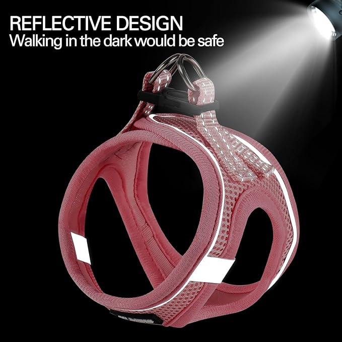 Dog Harness for Small Dogs and Leash Set, Honeycomb Grid, Reflective Lightweight Harness & Anti-Twist Pet Lead (Multi Color, Size: XS-S-M) (S, Pink)