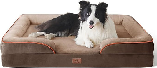 Bedsure Orthopedic Dog Beds Large Sized Dog - Washable Large Dogs Bed Waterproof, Big Comfort Pet Couch with Washable Removable Cover, Supportive Foam Pets Sofa with Nonskid Bottom, Dark Brown