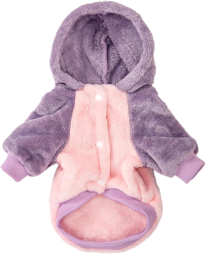 FabriCastle Dog Hooded Sweater, Dog Clothes for XXS XS Small Dogs Girl & Cats, Soft and Warm Pet Coat, Winter Pet Jacket, Doggy Apparel Costumes, Puppy Outfits Snap On Hoodies (Pink Body, XX-Small)