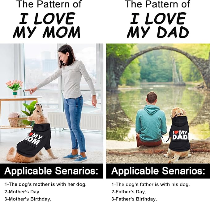 GreenJoy Magic Dog Sweater with 4 Interchangeable Patterns - Dog Hoodie Cold Weather Dog Coat Hooded Sweatshirt for Puppies,Cats, Small Medium Large Dogs (Black (Letter Print A), XX-Large)