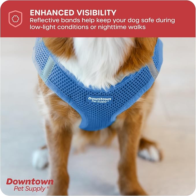 Downtown Pet Supply Step in Dog Harness for Small Dogs No Pull, Medium, Cobalt - Adjustable, Reflective Trim, Padded Mesh Fabric, Buckle Strap Harness for Dogs