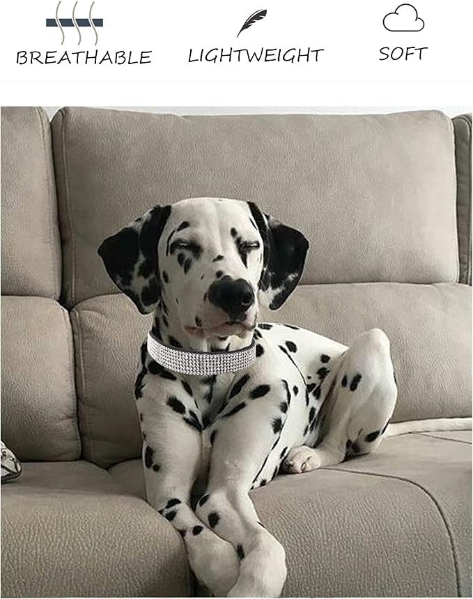 Dog Collar for Large Dogs, Adjustable Leather Suede Bling Dog Collars，Pink Dog Collar Cat Collar, Rhinestone Dog Collar (L, Pink)