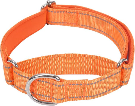 SGODA Martingale Dog Collar, Reflective Nylon Padded Dog Training Collars for Large Dogs, Orange L