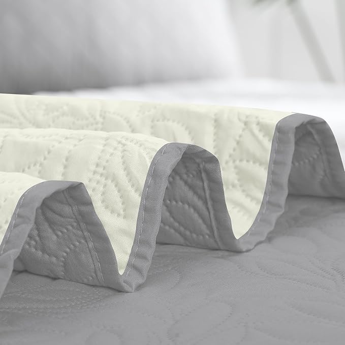 Easy-Going Waterproof Dog Bed Cover Reversible Leak Proof Pet Blanket Replacement Mat for Furniture Washable Couch Cover Sofa Cover for Dogs Cat(30x70 Inch, Light Gray/Ivory)