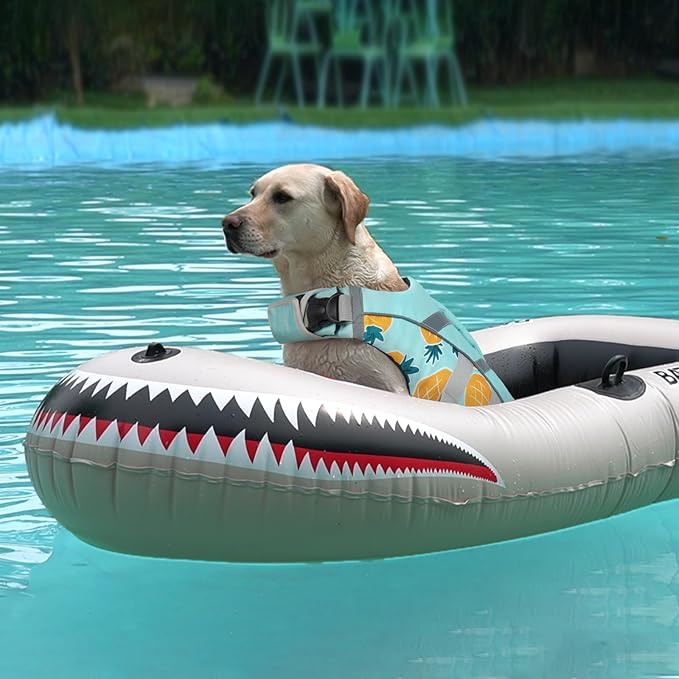 Kuoser Dog Life Jacket Large Breed, XXL Dog Life Vests for Swimming Boating, Reflective Dog Water Vest with High Flotation, Dog Swim Vest for Large Dogs, Pineapplenk XXL