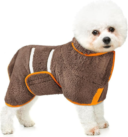 Bienbee Dog Bathrobe, Quick Drying Super Absorbent Dog Robes for After Bath, Warm Keeping Dogs Towel, Dogs Bath Supplies, Brown S