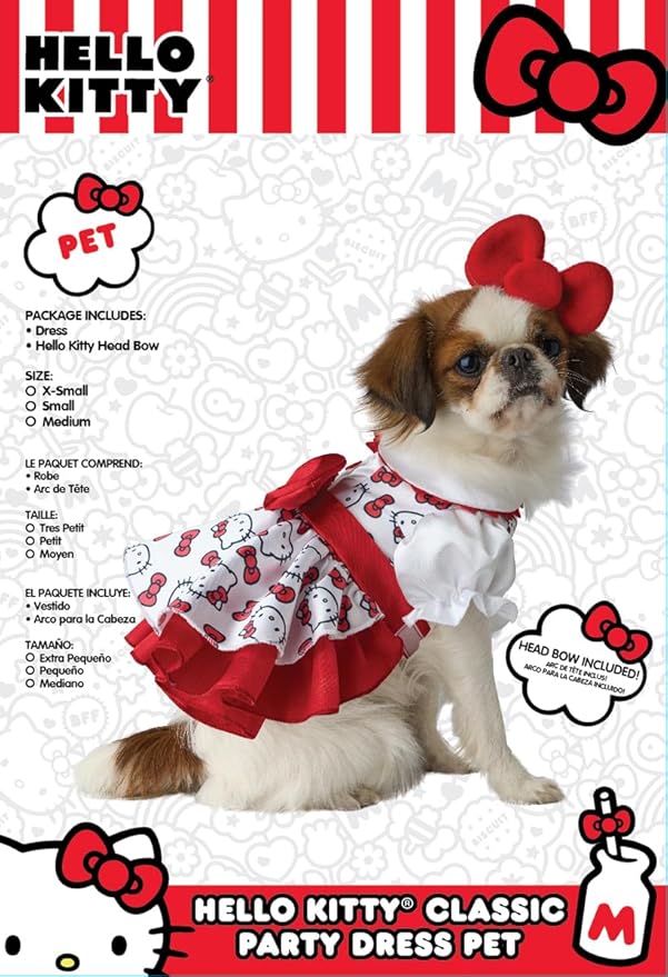 Hello Kitty Classic Pet Party Dress, X-Small for Teacup Sized Dogs