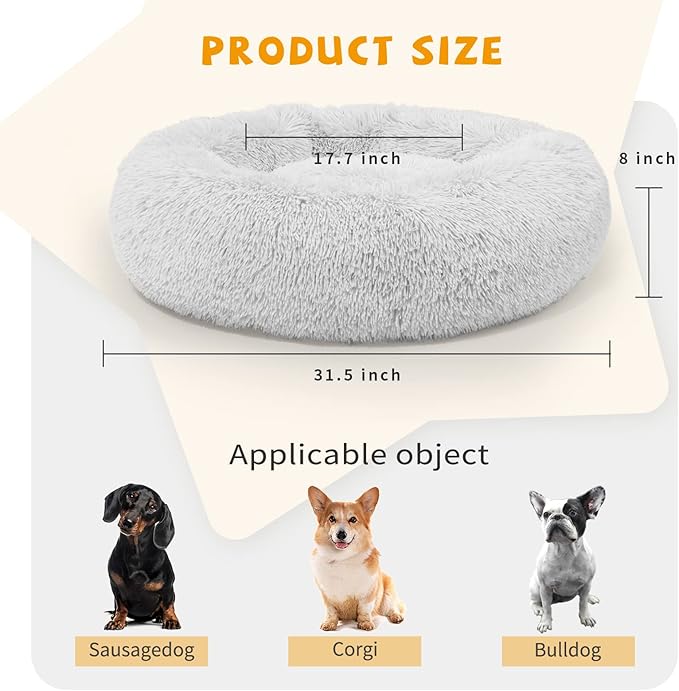 Calming Bed for Medium Dogs - 30 Inch Washable Anti-Anxiety Dog Bed