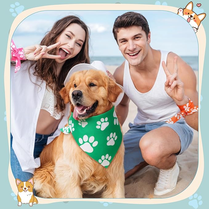 Sanwuta 30 Pcs Paw Print Dog Bandanas Bulk Colorful Paw Bandanas for Dogs Pets Triangle Kerchief Bib Scarf for Puppy Small Medium Large Pets Costume Accessories