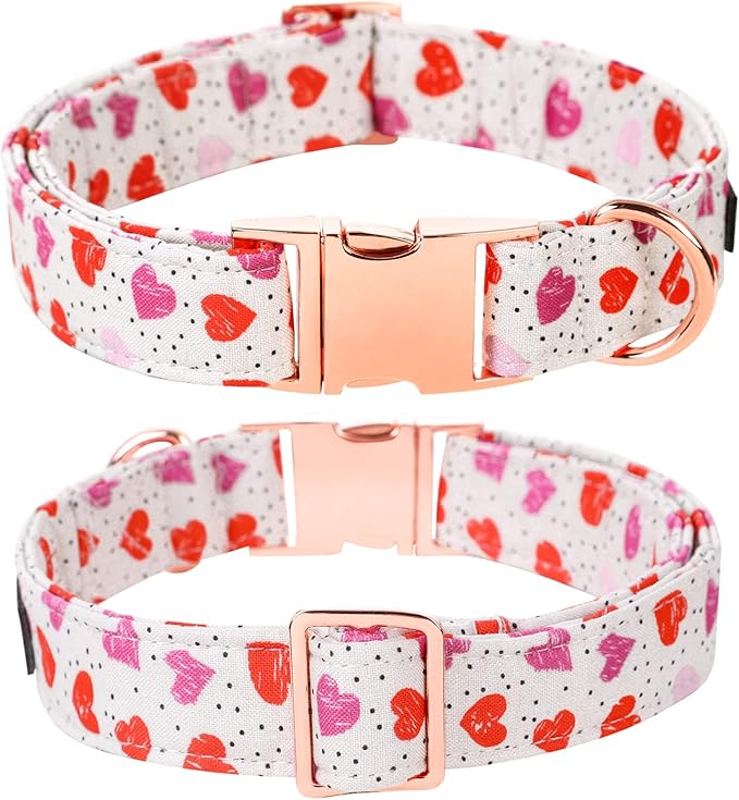 Lionet Paws Valentine's Day Dog Collar with Bowtie, Dog Sailor Bow Collar with Metal Buckle for Dogs, Adjustable Comfortable Dog Collar Girl Gift, XL, Neck 16-26 in