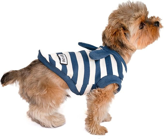 Soft Cotton Striped Shirt,Small Dog Christmas Bunny Costumes Rabbit Clothes for Easter Day Halloween for Small Dogs Teacup Dog Chihuahua Yorkie Boy or Girl-Blue and White Stripes XXS