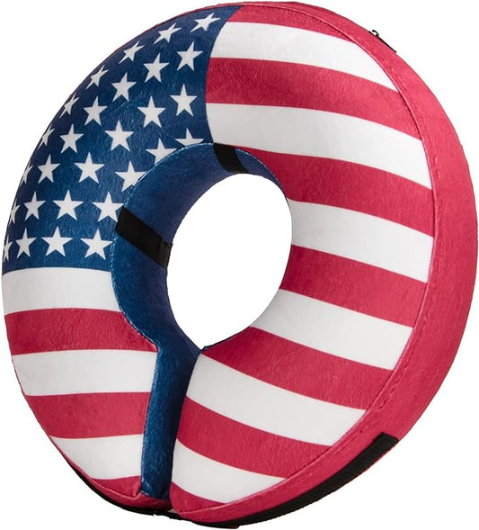 BENCMATE Protective Inflatable Collar for Dogs and Cats - Soft Pet Recovery Collar Does Not Block Vision (XLarge, Flag)