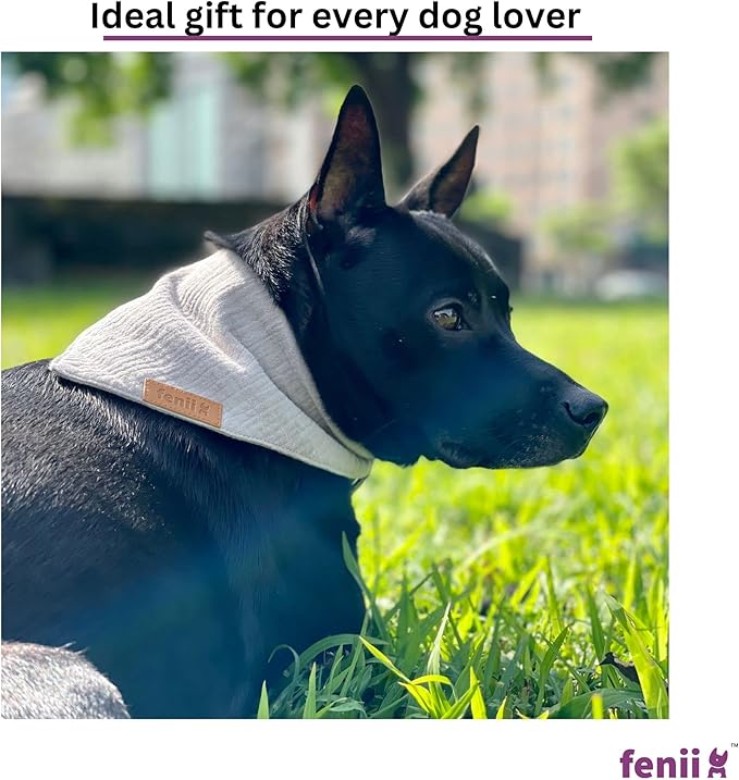 Premium Cotton Dog Bandanas - 2 Pack - Adjustable Fit - Washable - for Small, Medium & Large Breeds - Girl & Boy Dog Accessories - Multiple Sizes (Bumblebee Yellow & Pebble Gray, Large)