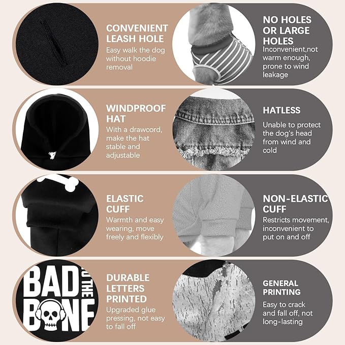 BINGPET Dog Hoodie with Leash Hole - Warm & Soft Fleece Dog Sweatshirt with Hood for Cold Weather, XL