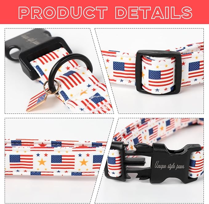 Unique style paws Dog Collar Plastic Buckle with Pendant Colorful Star Flag Puppy Collars for Small Medium Large Boys Girls Dogs
