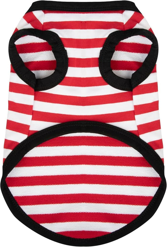 Paiaite Dog Shirts - Striped Sleeveless Cotton Tank Top for Small Medium Dogs - Red XXL
