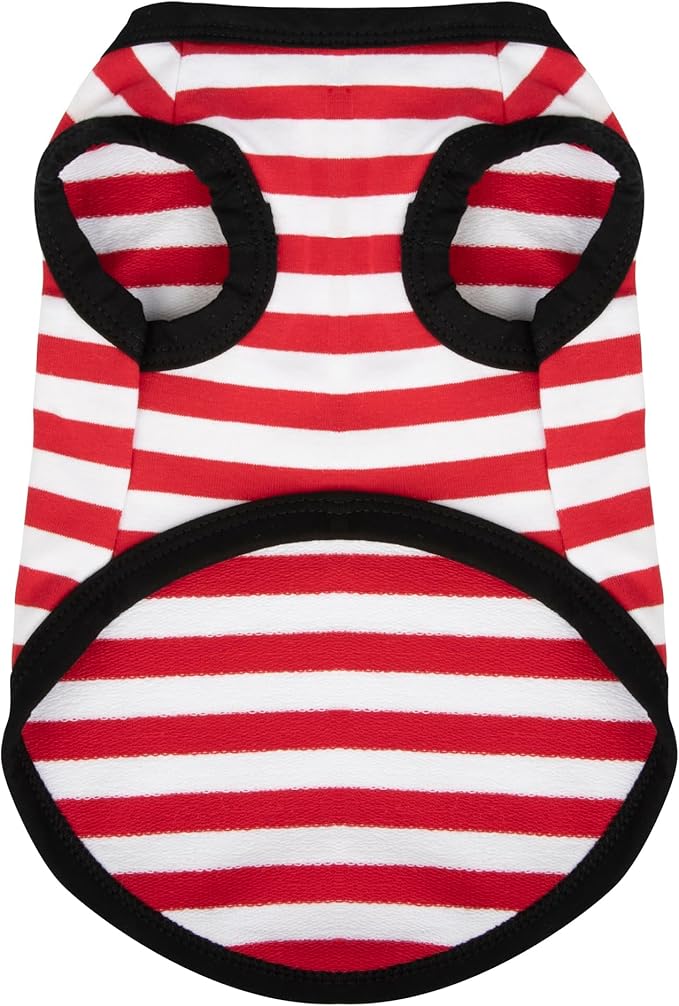Paiaite Dog Striped Shirt Happy Color Cotton Sleeveless Puppy Pet Shirts Breathable Apparel Tank Top Colorful Puppy Sweatshirt Clothes for Small Medium Dogs Red 3XL