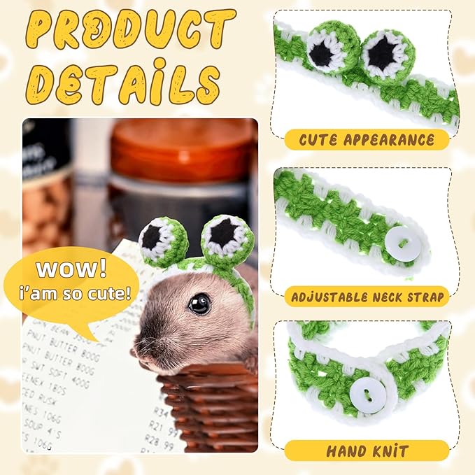12 Pcs Hamster Hat Guinea Pig Knitted Cartoon Headwear Mini Small Animals Hat Hamster Clothes for Real Hamsters Pets Small Animal Lizard Dragon Snake Bird Rabbit Party Costume Accessories