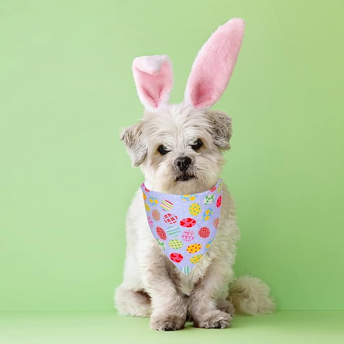 ADOGGYGO Easter Dog Bandana, Multiple Sizes Offered, Reversible Triangle Easter Bandana Scarf for Small Dogs Pets (Small)