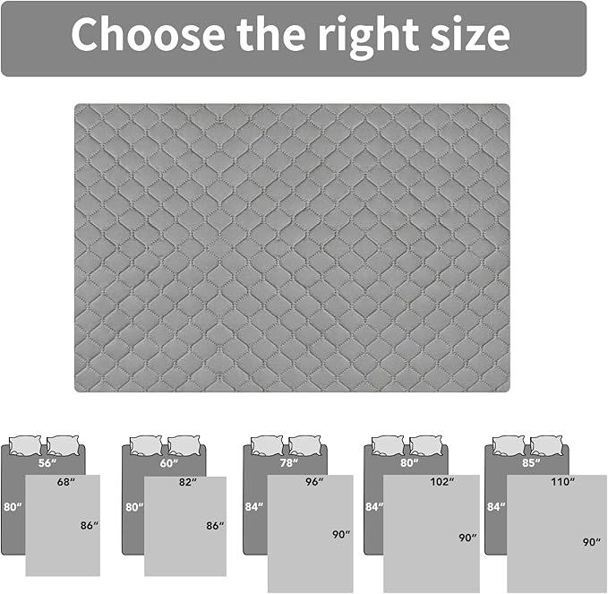 Easy-Going 100% Waterproof Dog Bed Cover Reversible Leak Proof Couch Cover Washable Sofa Cover Furniture Protector Blanket for Pets Kids Children Dog Cat (82x86 Inch, Light Gray/Ivory)