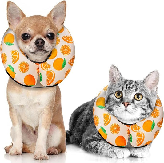 Dog Cone Collar for Small to Large Dogs for After Surgery, Pet Inflatable Neck Donut Collar Soft Protective Recovery Cone for Dogs and Cats - Alternative E Collar Does Not Block Vision - Orange,XS