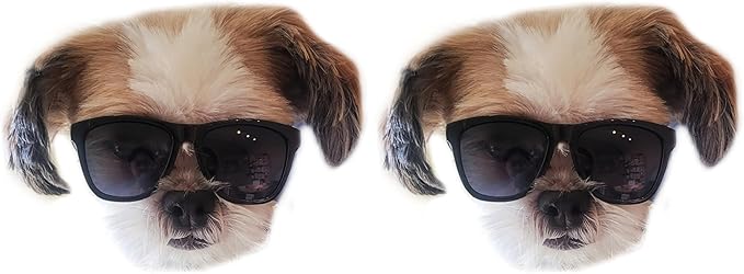 G014 Dog Cat Pet 80s Sunglasses Goggles for Small Breeds up to 15lbs (2-Pack Black+Black)