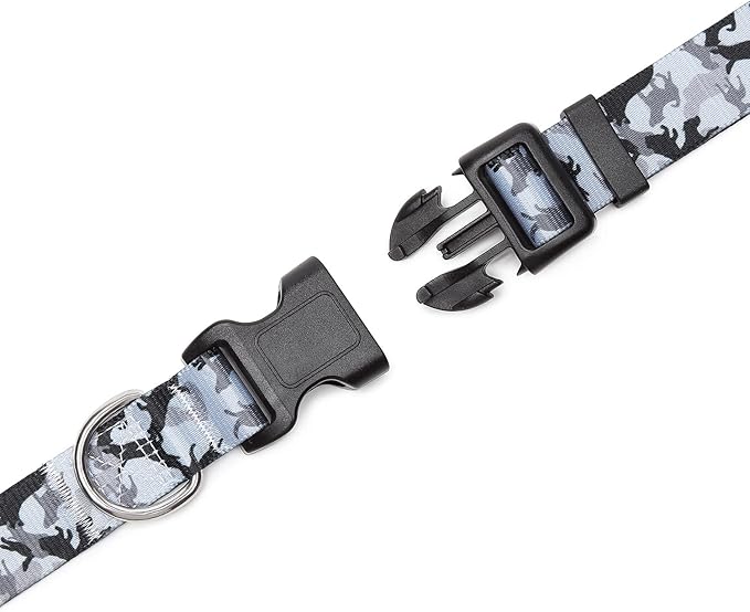 Adjustable Dog Collar with Patterns, Ultra Comfy Soft Nylon Breathable Pet Collar for Small Medium Large Dogs (S, Dog Camouflage Grey)