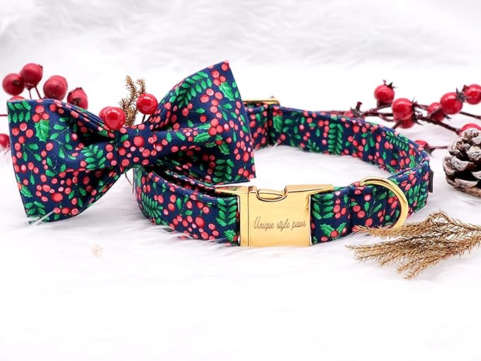 Unique style paws Christmas Dog Collar, Pet Collar Dog Bow tie Collar Gift for Girl or Boy Dogs, Adjustable Dog Collar for X-Large Dogs