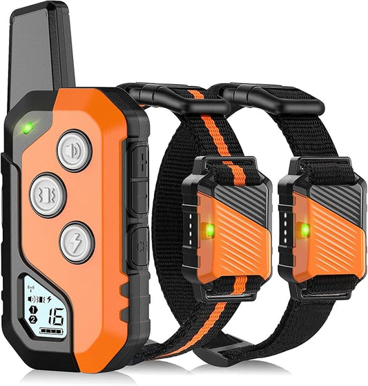 Shock Collar for Dogs, Dog Training Collar with Remote Control for 2 Dogs, 3 Training Modes with Beep, Vibration and Satic, Waterproof, Rechargeable E Collar for Large Medium Small