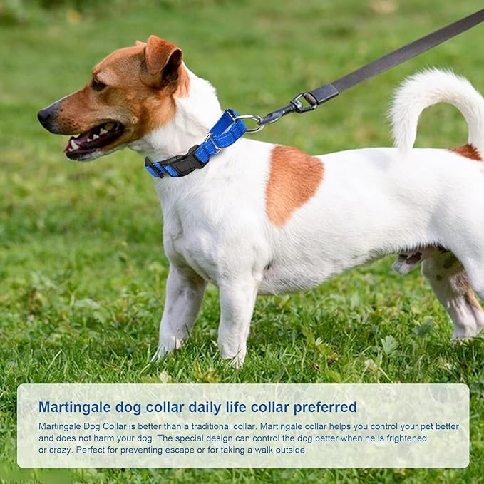 Reflective Martingale Dog Collars. Dog Collar with Quick Release Buckle. Adjustable Soft Padded Breathable Nylon Pet Collar Suitable for Puppies for Small Medium Large Dogs.