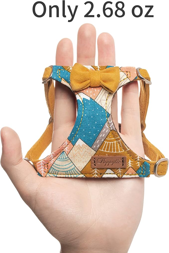 Puppytie No Pull Dog Harness with Multifunction Dog Leash,Soft Adjustable No Choke Escape Proof Pet Harness Vest for Medium Dogs,Suede Bow Brown,M