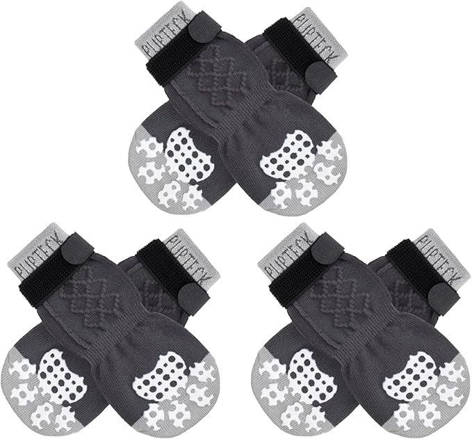 PUPTECK Non-Slip Dog Socks Double Sides Grips for Hardwood Floors Prevents Licking, Dog Shoes for Hot Pavement Booties for Senior Small Medium Large Dogs