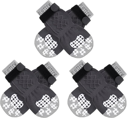 PUPTECK Non-Slip Dog Socks Double Sides Grips for Hardwood Floors Prevents Licking, Dog Shoes for Hot Pavement Booties for Senior Small Medium Large Dogs