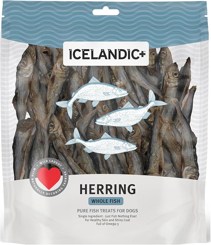 Icelandic+ Whole Fish Herring - 9oz Bag - Dog Treats, Pure Wild-Caught & Air-Dried, Single Ingredient Snack, Pet Chew, Just The Fish Nothing Else