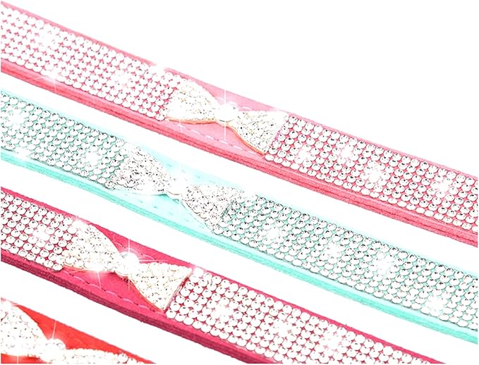 Rhinestone Dog Collar, Cute Dazzling Sparkling Soft Suede Leather Dog Cat Rhinestone Collar Crystal Diamond Pet Dog Puppy Collar (XS, Black-2)